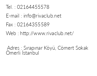 Riva's Club Butik Otel iletiim bilgileri